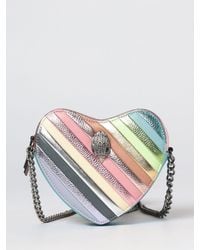 Kurt Geiger - Kensington Heart-Shaped Leather Mini Bag With Stripes And Rhinestones - Lyst
