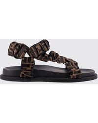 Fendi - Feel Ruched Satin All Over Monogram Sandals - Lyst