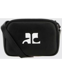 Courreges - Courr&Egrave	Ges Reedition Leather Crossbody Bag With Contrast Logo - Lyst