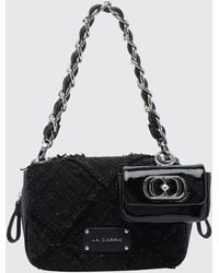 La Carrie - Tweed Mini Shoulder Bag With Woven Chain Handle - Lyst