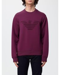 Emporio Armani - High Neck Cotton Blend Zip-Up Sweatshirt With Eagle Logo - Lyst