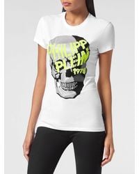 Philipp Plein - Slim Fit Jersey T-Shirt With Rhinestone Skull Print - Lyst