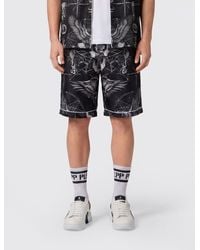 Philipp Plein - Silk Jogging Shorts With Graphic Print And Drawstring - Lyst