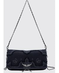 Zadig & Voltaire - Zadig &Amp Voltaire Rock Embroidered Denim Shoulder Bag With Logo - Lyst