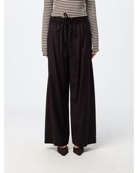 Tela - High-Waisted Wide-Leg Wool Blend Trousers With Drawstring - Lyst