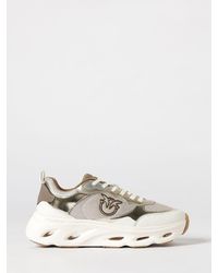 Pinko - 09 Laminated Leather And Mesh Sneakers - Lyst