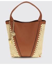 Chloé - Chlo&Eacute Spin Tasche Aus Leder Und Häkelraffia - Lyst