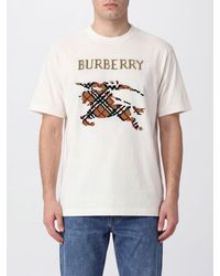 Burberry - Cotton T-Shirt With Vintage Check Print And Ekd Logo - Lyst