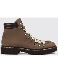 Doucal's - Suede Lace-Up Ankle Boots With Round Toe And Lug Sole - Lyst
