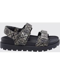 Tory Burch - Mellow Double T Jacquard Canvas Platform Sandals - Lyst