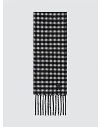 Ami Paris - Check Merino Wool Scarf With Logo And Fringes - Lyst
