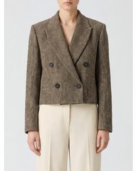 Brunello Cucinelli - Double-Breasted Chevron Wool Blazer With Peak Lapels - Lyst