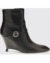 Pinko - Gwen Smooth Leather Ankle Boots With Sculptural High Heel And Tapered Toe - Lyst