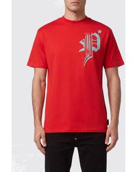 Philipp Plein - Cotton T-Shirt With Graphic Print And Rear Logo - Lyst