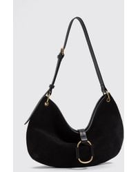 Twinset - Suede Shoulder Bag With Adjustable Handle And Lettering Logo - Lyst