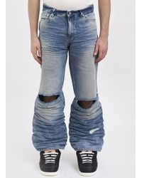 PDF - Distressed Denim Flared Jeans - Lyst