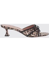 AMINA MUADDI - Animal Print Satin Eleonora Mules - Lyst