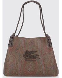 Etro - Libra Small Paisley Cotton Shoulder Bag With Pegaso Logo - Lyst