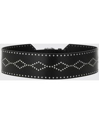 Isabel Marant - Lucie Studded Smooth Leather Belt With Pin-Buckle - Lyst
