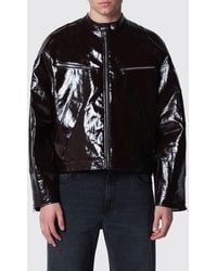Séfr - Relaxed Fit Leather Bomber Jacket With Biker Collar And Dropped Shoulders - Lyst