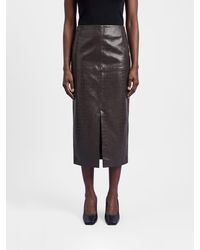 FEDERICA TOSI - High-Waisted Croc-Effect Lambskin Pencil Mini Skirt - Lyst