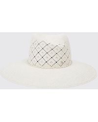 Maison Michel - Virginie Wide-Brim Straw Hat With Pearl Embellishment - Lyst