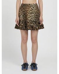 Ganni - Animal Print Recycled Fabric Mini Skirt - Lyst