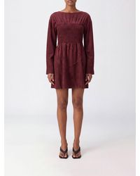 Ganni - Floral Print Long-Sleeved Mini Dress - Lyst