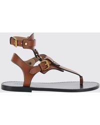 Isabel Marant - Low-Heeled Calf Leather Thong Sandals With Ankle Strap - Lyst