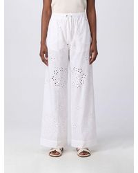 Herno - High-Waisted Wide-Leg Broderie Anglaise Trousers - Lyst