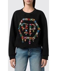 Philipp Plein - Monogram Cotton Sweatshirt With Hexagon Logo And Back Neckline - Lyst