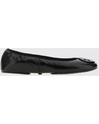 Tory Burch - Reva Smooth Leather Ballet Flats With Tone-On-Tone Double T Logo - Lyst