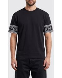 KENZO - Cotton T-Shirt With Contrast Logo Print And Dropped Shoulders Design - Lyst