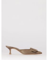 Manolo Blahnik - Maysale Suede Mules With Decorative Buckle - Lyst