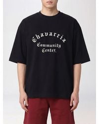 Willy Chavarria - Contrasting Logo Cotton T-Shirt With Dropped Shoulders - Lyst