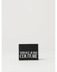 Versace - Portacarte di credito in pelle saffiano con logo - Lyst