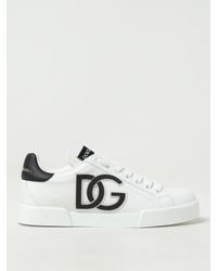 Dolce & Gabbana - Zapatillas blancas de cuero con logo patch - Lyst