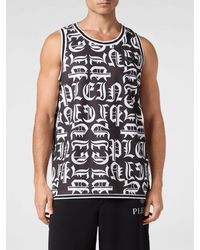Philipp Plein - Gothic Cotton Vest With Contrast Logo And Crew Neck - Lyst