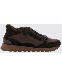 Brunello Cucinelli - Nylon And Suede Sneakers With Shearling Lining And Monili - Lyst
