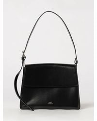 A.P.C. - Virginie Flared Smooth Leather Shoulder Bag With Magnetic Flap Closure - Lyst