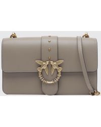 Pinko - Love One Classic Leather Crossbody Bag With Rhinestones And Love Birds Logo - Lyst