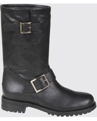 Jimmy Choo - Calfskin Biker Boots With Buckles And Lug Sole - Lyst