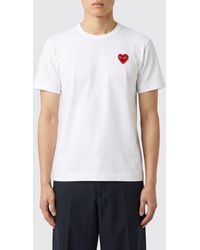 COMME DES GARÇONS PLAY - Comme Des Gar&Ccedil	Ons Play Cotton T-Shirt With Iconic Embroidered Heart Logo - Lyst