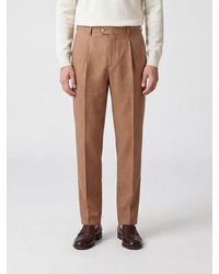 Brunello Cucinelli - Cotton And Linen Tailored Trousers - Lyst