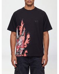 Y-3 - Cotton Crewneck T-Shirt With Graphic Print And Dropped Shoulders - Lyst