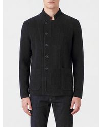 Emporio Armani - Slim Fit Pleated Jacket With High Neck And Patch Pockets - Lyst