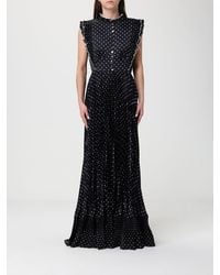 Self-Portrait - Polka Dot Crêpe Long Dress - Lyst
