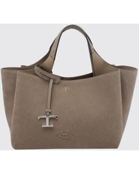 Tod's - Suede Calf Leather Handbag With Removable Shoulder Strap And Logo Charm - Lyst