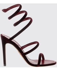 Rene Caovilla - High-Heeled Velvet Sandals With Snake Strap And Stiletto Heel - Lyst