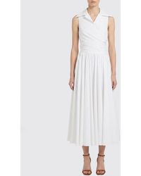 Patou - Off-The-Shoulder Cotton Midi Chemisier Dress With Rever Collar - Lyst